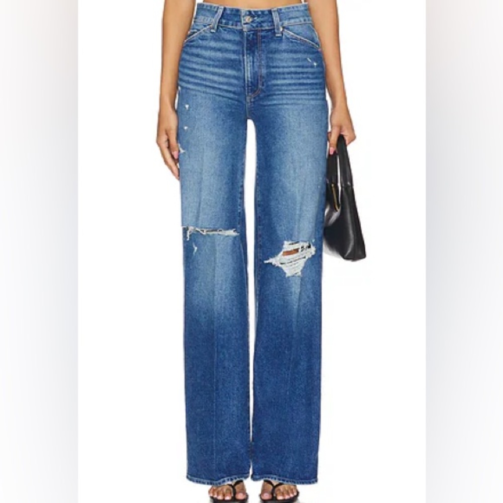 PAIGE Sasha Wide Leg Women's Distressed Jeans, Size 27